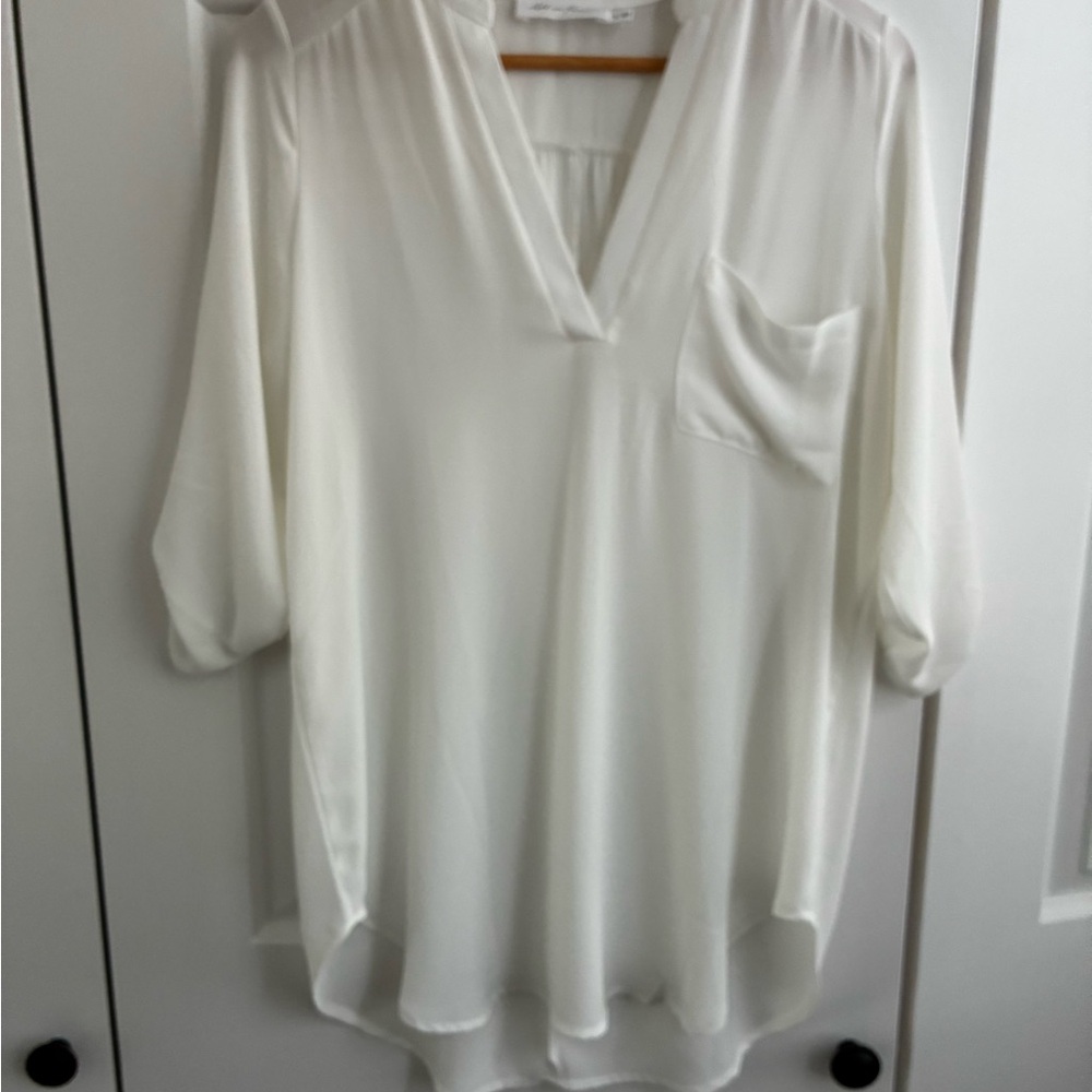 All in Favor Cream V-Neck Blouse